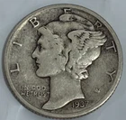 1937-D Denver Mint Mercury Silver Dime VF A1. Free Shipping With Five Items