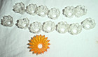 Vintage Christmas Light Bulb 13 Clear & 1 Orange Plastic Flower Reflector Covers — photo 2