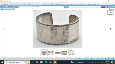 Machinist Modern NOS E BYRNE LIVINGSTON Sterling Silver Wide Open Cuff bracelet