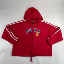 Vintage Disney Winnie The Pooh Jacket XL Red Youth Full Zip Hoodie Used 43