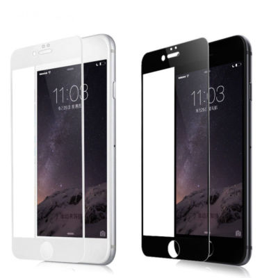 Curved 5D Hartglas Displayschutzfolie für Apple iPhone 6 Plus: Schwarz/Weiß