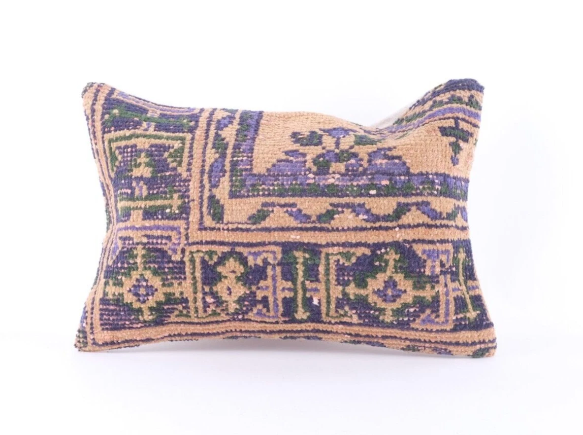 Anatolian Turkish Kilim Pillow, 16x24 Pillow Case, Decorative Pillow Cushion