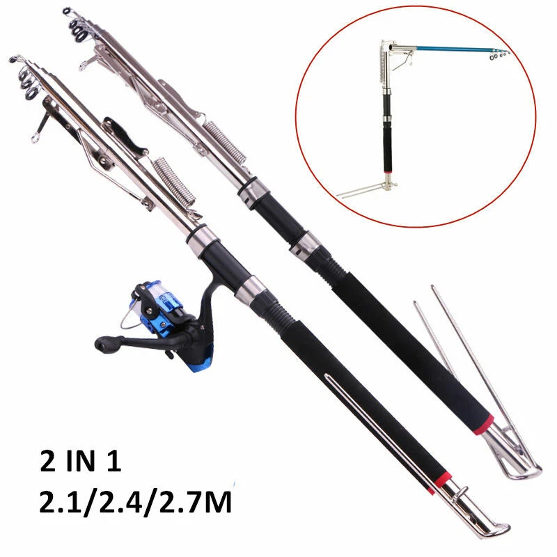 Automatic Fishing Rod Holder 2 in 1 Spinning Pole Tackle 2.1/2.4/2.7m  Telescopic