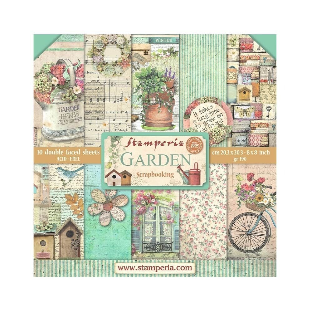 Stamperia 8"" x 8"" Paper Sheets Garden SBBS104