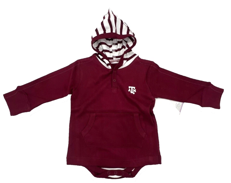 Texas A&M Aggies Niño Pequeño Rayas Capucha Creeper Sudadera Chaqueta (12 Meses) Foto 2 de 4
