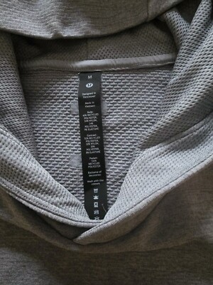 Lululemon Textured Tech Hoodie Gray Size M, Heathered White Opal