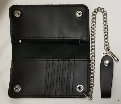 Black Leather Trucker Wallet 6.5