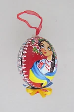 Pysanka Egg Ornament,Raised Wax,Glittered,Made on Empty Hen Shell,Design RW0030