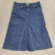 Riva Karen Jeans Skirt Womens L Blue Denim A Line Rodeo Western Casual Pockets