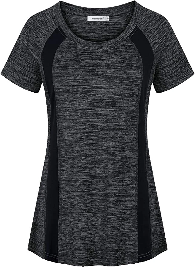 Scoop Neck Short Sleeve Relaxed Activewear Tops for Women