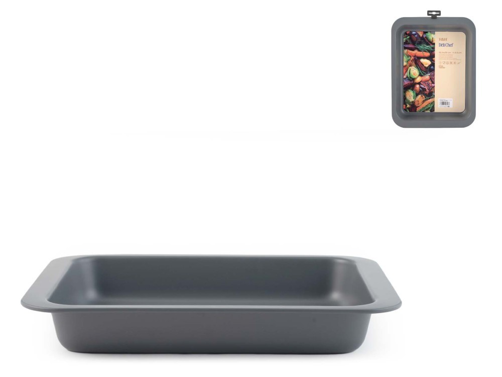 H&H Deli Chef Rectangular Nonstick Aluminum Baking Tray, Gray, cm
