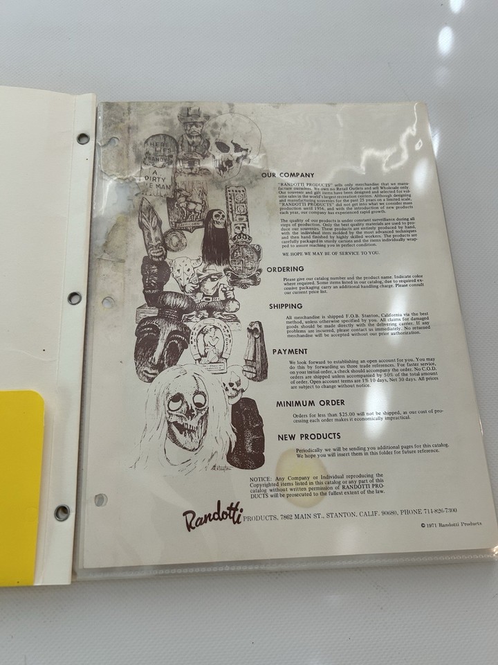 Rare Vintage Randotti Skull Disneyland Souvenir Price Catalog Prop eBay