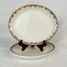 Pair Vintage Syracuse China "Nutmeg" Oval Plates 9.5" Restaurant Ware