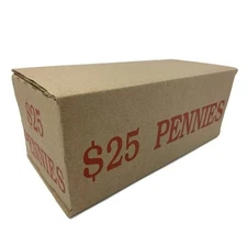 Penny/Cent Red Coin Roll Storage Box