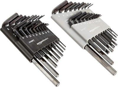 Amazon Basics 36-Piece Allen Wrench/Hex Key Set, SAE & Metric Sizes, Chrome Vana