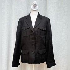Lauren Ralph Lauren black button down glazed linen blazer jacket
