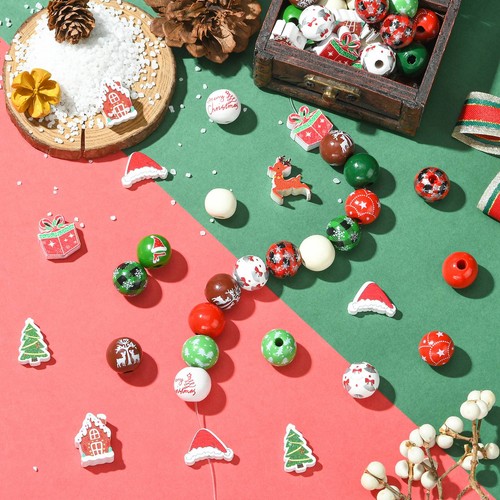 100x Albero di Natale Cervo Rotondo Distanziatore Perline per Bracciale Collana Creazione Gioielli - Foto 6 di 8