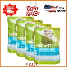 NEW Vibrant Life Mini Crystal Unscented Cat Litter, 8 lb, 4 Pack