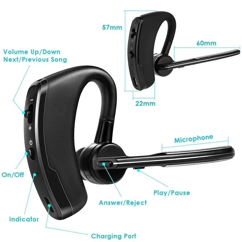 Auriculares Bluetooth 5.1 Para Camionero Con Microfono Recibidor De Llamadas - Imagem 2 de 4
