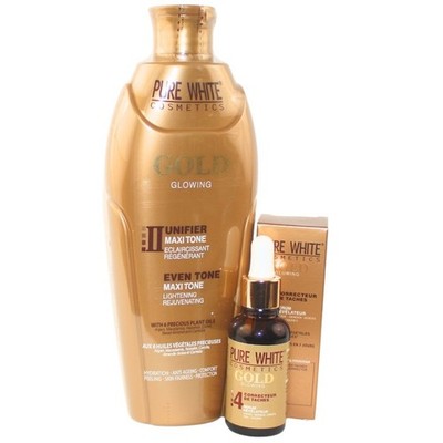 Pure White Cosmetics Gold Glowing Maxi Tone Set With Serum & Lotion For Even...