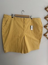 NEW L.L Bean Lakewashed Chino Bermuda Shorts In Buff Yellow Women s Plus Sz 24 W
