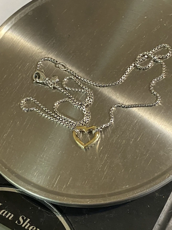 David Yurman Cable Heart Station Necklace with 18K Gold Reversible - Image 3 of 4
