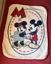 VINTAGE MICKEY AND MINNIE MOUSE CRIB BLANKET STROLLER BLANKET PLUSH ACRYLIC