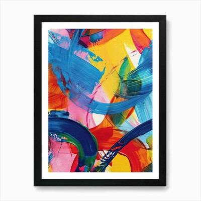Regenbogen Pinselstriche 6 Kunst P gerahmt Wandbild Poster Leinwanddruck Bild