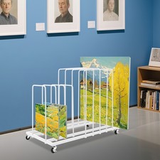 Art Storage Rack W/ Rolling Casters Art Display Rack Stand For Artwork, Posters