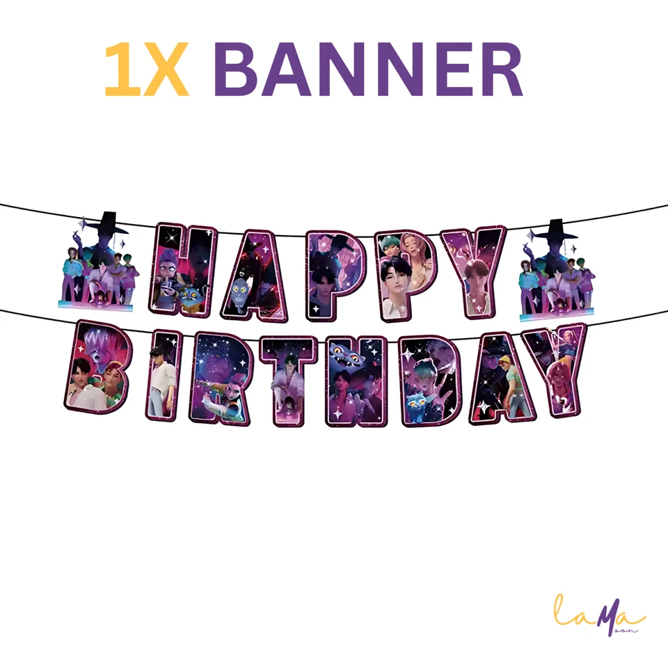 Anime Demon Boys Suministros de Fiesta de Cumpleaños - Tema de Aventura Rosa y Púrpura Foto 3 de 4