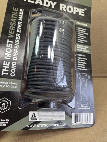 Atwood Rope MFG Ready Rope 100' of Black 550 Paracord With Dispenser Brand New - Picture 4 of 7