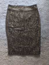 NWOT MAEVE Anthropologie Floral Pencil Skirt Size M Gold Black Lined