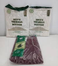 LOT of 3 - Mens Thermal Underwear XL White Bottom Pants 1 Burgandy Thermal Shirt