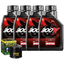 Kit Tagliando Olio Motul 300V 10W40 + Filtro Per Ducati 695 Monster 2007>2008