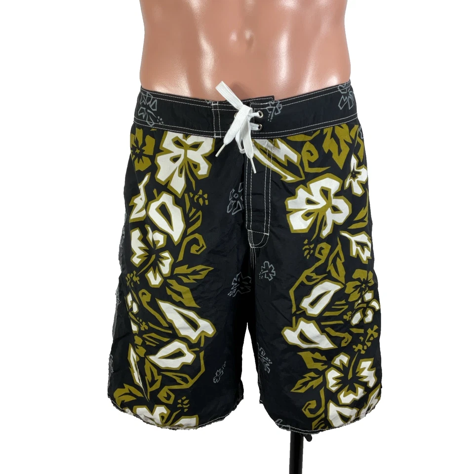 OG VTG QUIKSILVER Boardshorts X-LONG SLATER ERA Nylon Floral Tribal 32 Y2K 90s