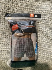 Hanes Mens Boxer Shorts Size M 4 Pack Cotton Blend Assorted Colors