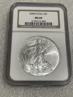 2008 MS-69 Silver Eagle 1 Troy Oz .999 Fine Silver Eagle Brown Label