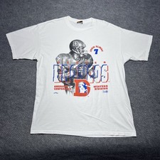 Vintage 90S Nutmeg Denver Broncos John Elway T-Shirt XL FOOTBALL RARE MENS WHITE