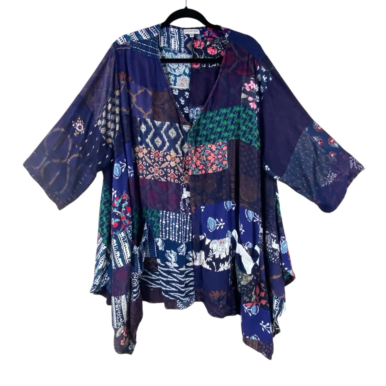 Earthbound Trading Boho Patchwork Open Cardigan J… - image 4