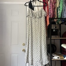 ZIMMERMANN white black silk floral heart print ruffle sleeveless midi dress