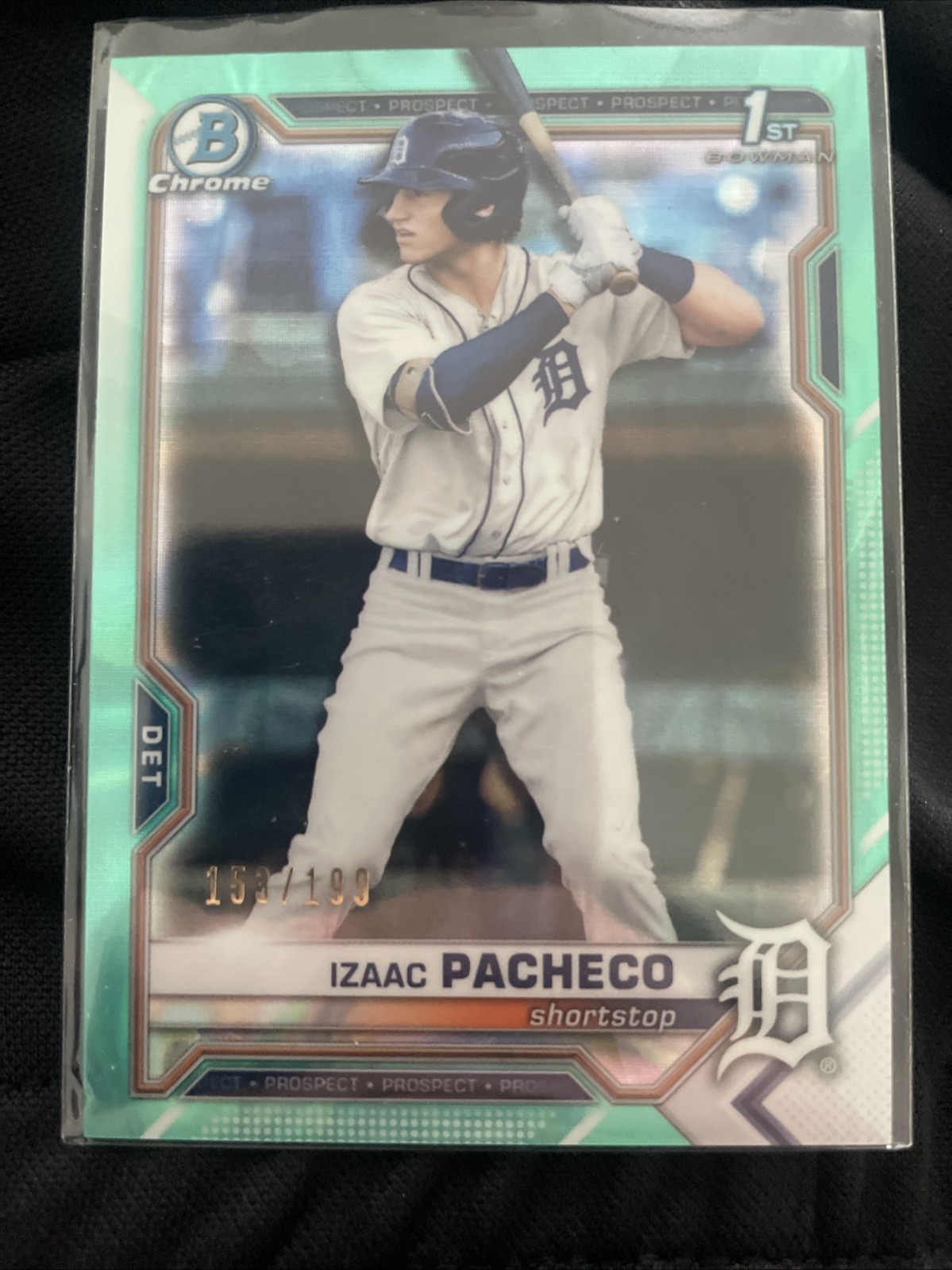 2021 Bowman Draft - Chrome Izaac Pacheco #BDC-46 Aqua Lava Refractor /199 (RC)