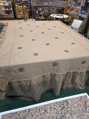 Vtg Cabin Craft Full Size Bedspread Chenille Circles/Dots Taupe Colored Retro   