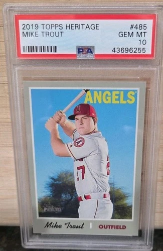 2019 TOPPS HERITAGE #485 MIKE TROUT PSA 10 Angels
