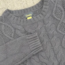 Cabelas Women’s Large Gray Cable-Knit Pullover Sweater Wool Blend