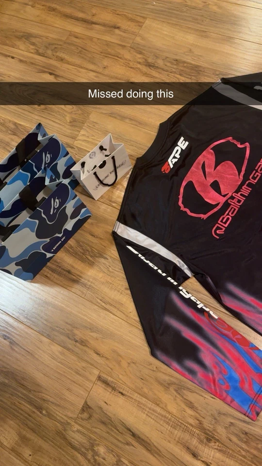 BAPE Flame Pattern Multilogo RelaxedFit Football Jersey - Image 3 of 4