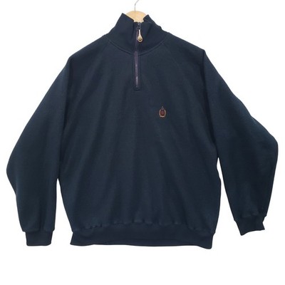 Vintage 90s Bugle Boy Mens Navy Fleece Quarter Zip Pullover Sweatshirt Size M
