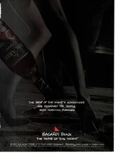 1990s Bacardi Black Magazine Liquor Ad Long Legs and High Heels Wall Art 1991