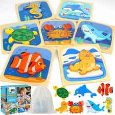 TOY Life Toddler Puzzles Ages 2-4, Wooden for Toddlers 1-3, 7 pieces