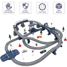 Elektrischer Zug Set f&uuml;r Kinder Eisenbahn Schienen Zug Spielzeug mit 104 Teilen