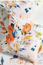 Anthropologie Briony Euro Pillow Sham Cotton Watercolor Floral Print ONE